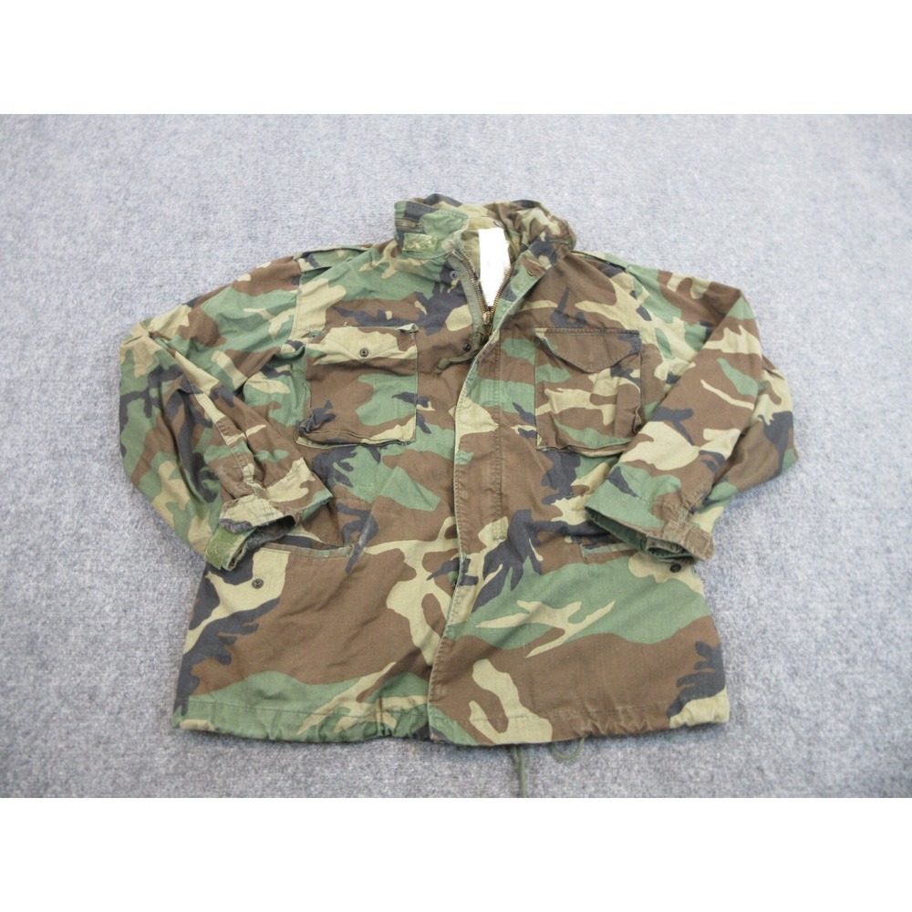Vintage US Army Cold Weather Field Jacket Mens Medium Woodland Camo Coat